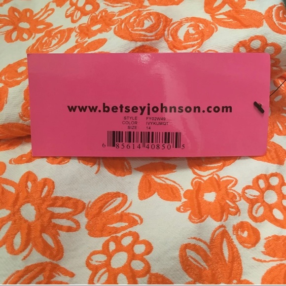 NWT Betsey Johnson Orange Floral Dress A Line 14 - Picture 6 of 6